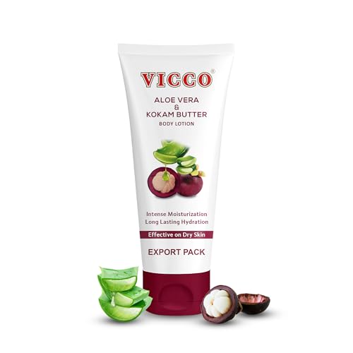 Vicco Aloe Vera and Mangosteen Body & Face Lotion 6.76 Fl Oz – Lightweight, Nourishing, Absorbing