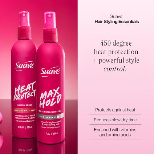 Suave Hair Styling Set: Heat Protection Spray & Max Hold Hairspray