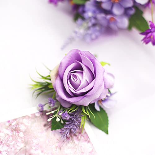 Purple Lavender Boutonniere for Men - Artificial Rose Floral Pin