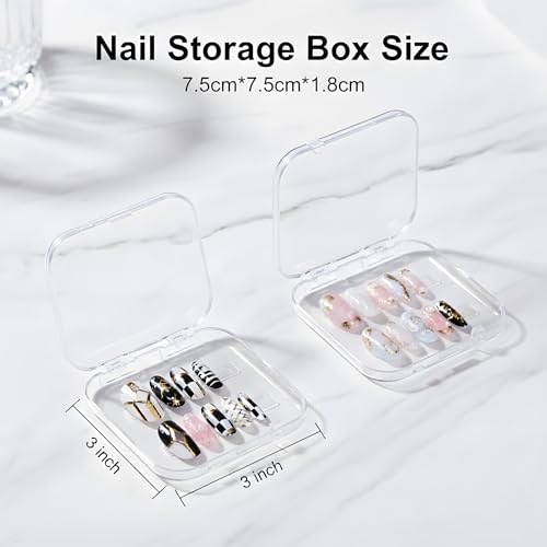 24 Pcs Clear Nail Storage Boxes with 120 Adhesive Tapes for Nail Art Business