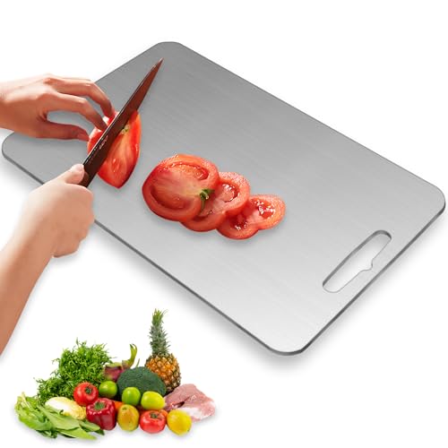 304 Stainless Steel Cutting Board - Double-Sided, 13.5x9in, Dishwasher Safe