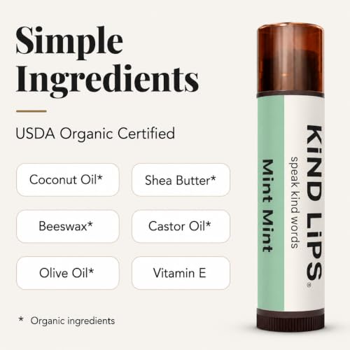 Kind Lips Mint Mint Organic Lip Balm 3 Pack - Hydrating, Cruelty-Free, SPF