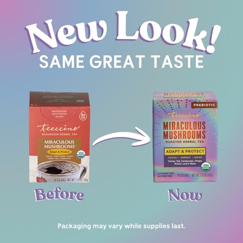 Teeccino Miraculous Mushrooms Herbal Tea - 10 Caffeine-Free Bags