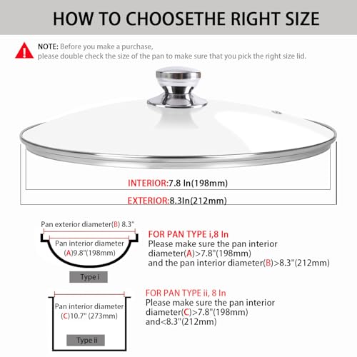 Laplad 8-Inch Tempered Glass Pan Lid for Frying Pans & Pots