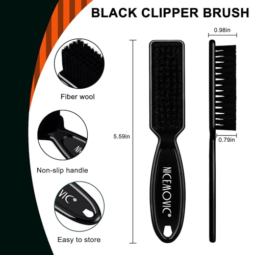NICEMOVIC 30 Pcs Hair Clipper Blade Cleaning Brush Set - Black Nylon Bristle