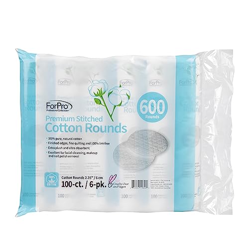 ForPro Premium Cotton Rounds - 100% Pure Makeup Remover Pads, 600-Count