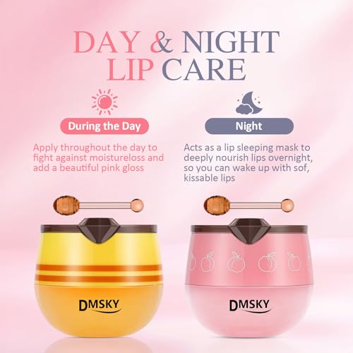 DMSKY 6-Pack Honey Pot Lip Balm Set with 6 Flavors - Lip Mask & Nourishing Lip Care