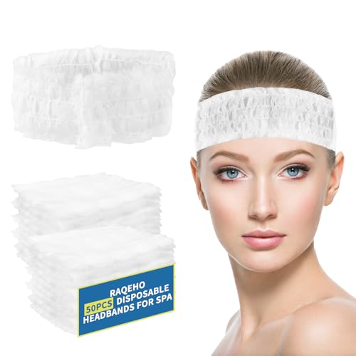50 Disposable Elastic Headbands for Spa & Skincare - Non-Slip Hair Wraps