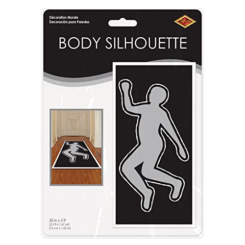 Beistle Crime Scene Body Silhouette Door Cover - 5' x 30" Halloween Decoration