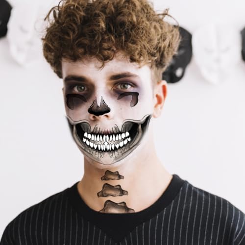 Mouth Skull Temporary Face Tattoo for Men and Women - Halloween, Party, Cosplay