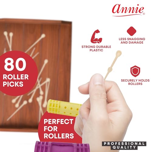 Annie 3 Inch Plastic Roller Picks - 80 Count for Hair Styling