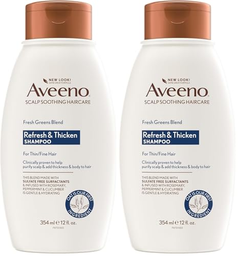 Aveeno Fresh Greens Blend Volumizing Shampoo for Fine Hair, 12oz (Pack of 2)