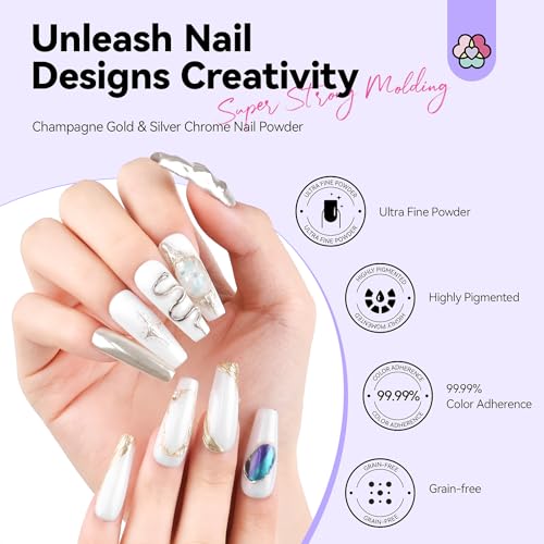 SAVILAND 3D Nail Gel Kit with Chrome Powder - No Wipe Sculpting & Art Supplies