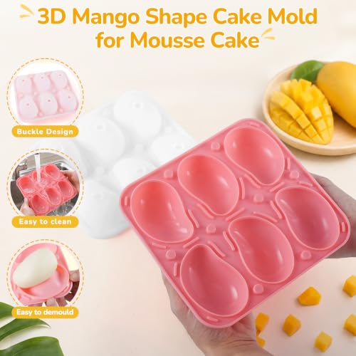 3D Mango Silicone Cake Mold - 6-Cavity Non-Stick Mousse Mold