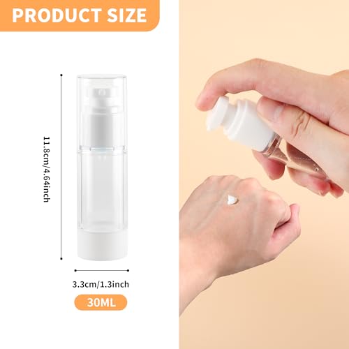 1oz Airless Pump Bottles - Travel Lotion Dispenser, 18 Pack