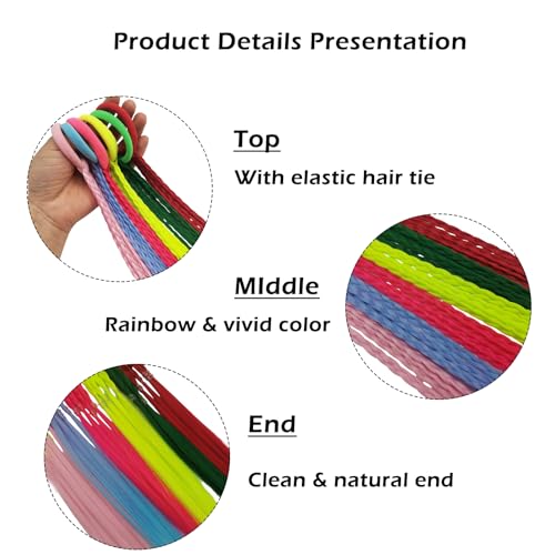 EXTACIO 6-Pack 16-Inch Pure Color Braided Hair Extensions – Elastic Tie-On Ponytail Hairpieces