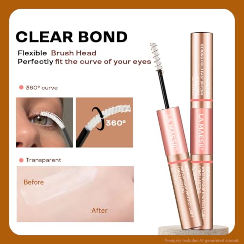 La Maesii Waterproof Lash Cluster Glue - Clear 10ml, Long Lasting 72H+