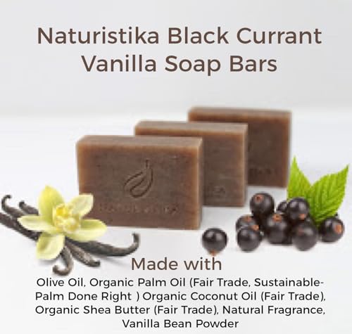 Natural Black Currant Vanilla Handmade Soap Bars - Vegan & Organic, Face & Body Cleansing, Pack of 3