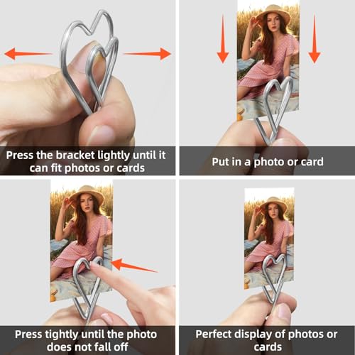 Heart-Shaped Photo Tree Holder with Round Base - 5 Branch Display Stand