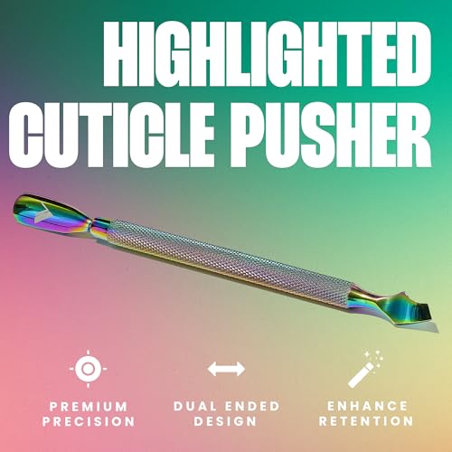 V Beauty Pure Highlighted Dual-Ended Cuticle Pusher - Stainless Steel Nail Tool
