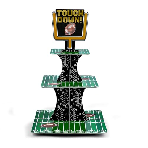Football Theme Cupcake Stand - 3-Tier Cardboard for Parties