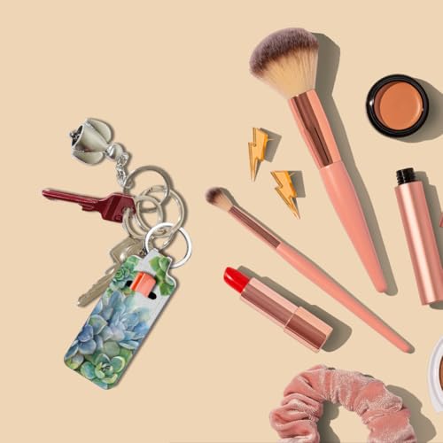 FREEBLOSS Marble Lip Balm Holder Keychain with Pattern1 - Portable Lipstick Case