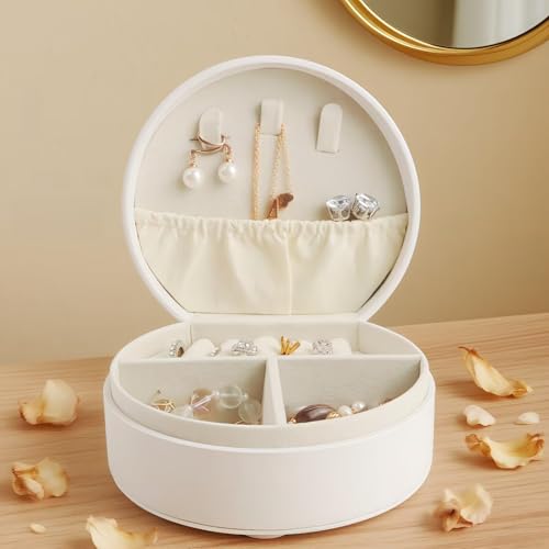 Compact Travel Jewelry Case with Golden Accents - Personalized Organizer