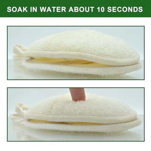 CROVIN Natural Loofah Exfoliating Body Scrubber Pack of 6 - Bath & Shower Sponge