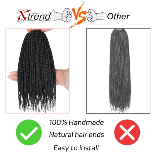 XTREND 10 inch Box Braids Crochet Hair Pack – Pre-Looped 18 Strands/Pack, 6 Packs, 108 Strands, Knotless Bohemian 1B