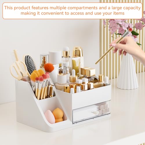 Yieach Large White Makeup Organizer with Drawer - Skincare & Beauty Storage