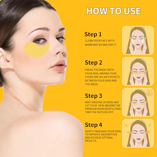 24K Gold Eye Masks for Dark Circles & Puffiness - 70PCS