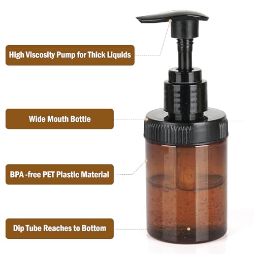 Cosywell 4oz Pump Bottle Dispenser - 8 Pack D-Brown Refillable Containers