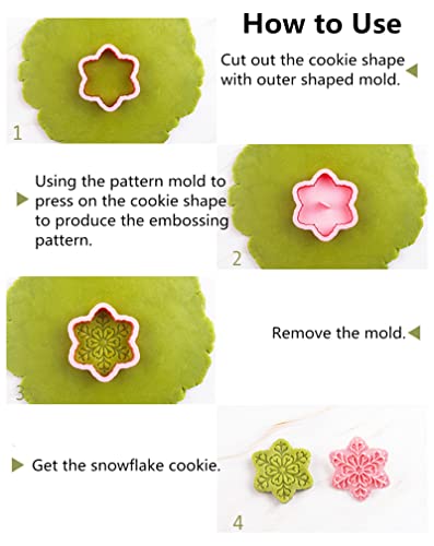 9-Pattern Snowflake Cookie Stamps Set - Food Grade Plastic Molds