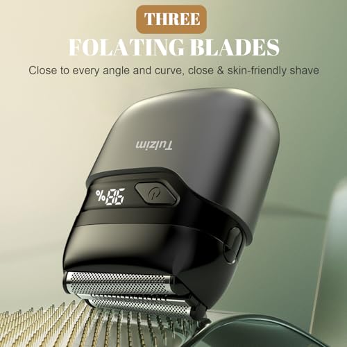 Tulzim Electric Foil Shaver for Men: Cordless Electric Razor for Face & Beard - ?? ???????????????? ????????????, 100-Min Runtime, USB-C Fast Charge, IPX7 ???????????????????? for Travel,Carbon Black
