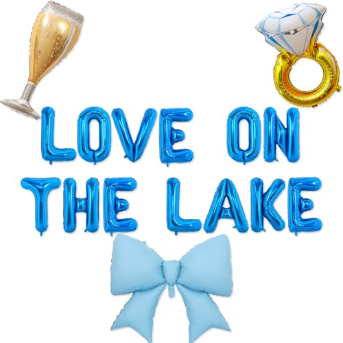LOVE ON THE LAKE Balloon Banner with Ring & Wine Glass for Bachelorette Party