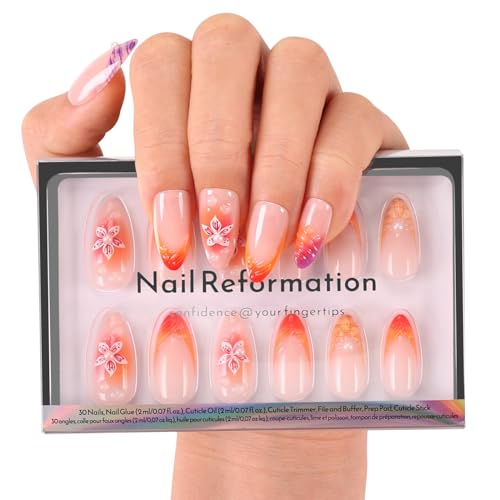 Nail Reformation Tropic Tide Press-On Nails - Medium Almond, 30 Piece Kit