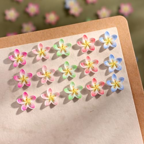 100Pcs 3D Colorful Flower Nail Charms - Floral Nail Gems for DIY