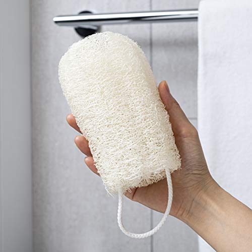 FAAY 4 Pcs Natural Egyptian Loofah Bath Sponges - 6" Exfoliating Spa Scrubbers