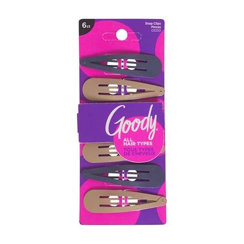 Goody Snap Hair Clips 6 Count Black/Brown - Comfort Contour Barrettes for All Hair Types