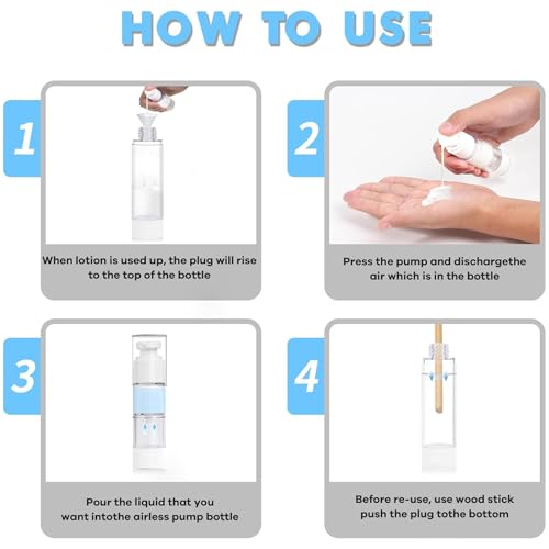 GIVITASOT 3-Pack Clear Airless Pump Bottles - 0.5OZ Travel Cosmetic Dispensers