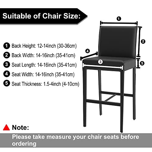 Waterproof Faux Leather Bar Stool Covers with Elastic Band - 2 Pcs