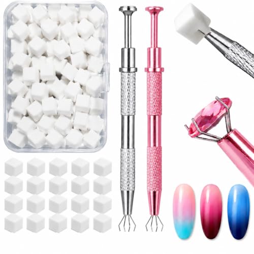 200PCS Soft Nail Sponges Set with Grabbing Pens for Ombre Art