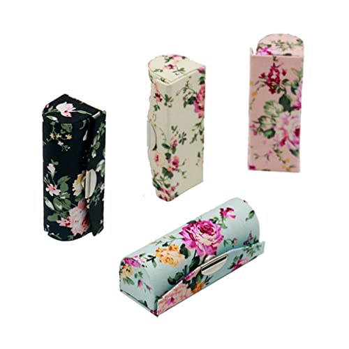 4 Pcs Floral Lipstick Case with Mirror - Portable Travel Makeup Organizer