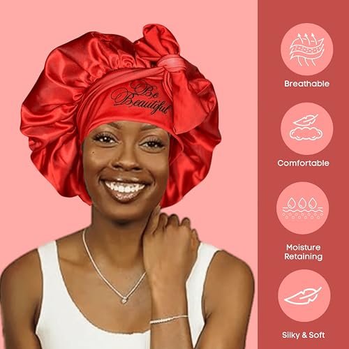 BE BEAUTIFUL EXTENSIONS Silk Satin Sleeping Bonnet with Adjustable Tie