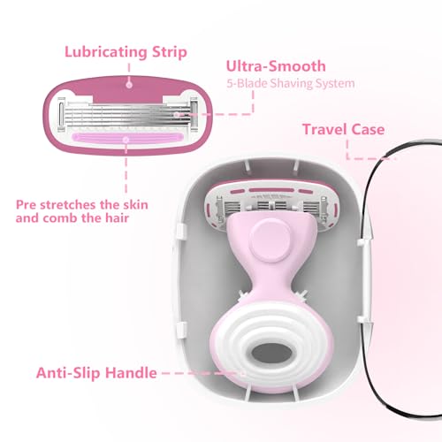 FYNEDGE Set of 2 Travel Razors for Women with Handles, Cartridges & Pink Cases