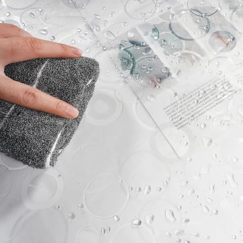 AooHome 72x78 Inch EVA Shower Curtain Liner - 3D Circle Pattern, Water Repellent with Hooks & Magnets