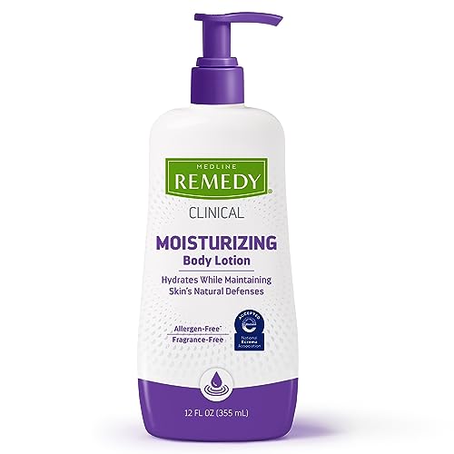 Medline Remedy Clinical Skin Cream Moisturizer 12 fl oz - Nourishing, Fragrance-Free, Hypoallergenic Lotion for Face and Body