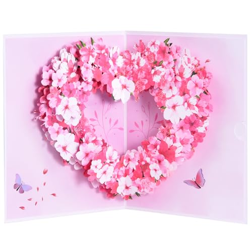 3D Floral Wreath Pop Up Greeting Card for Women - Perfect Gift for Birthdays and Anniversaries