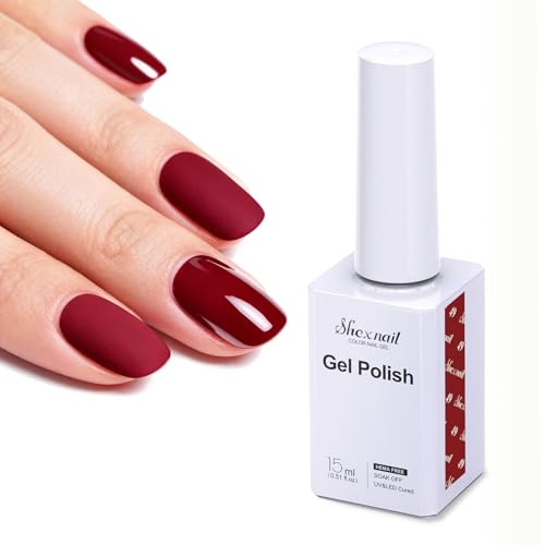 ShexNAIL Burgundy HEMA-Free Gel Nail Polish 15ml UV/LED Cure - Long-Lasting