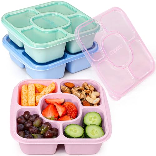Caperci 5-Compartment Snack Containers - Eco-Friendly Bento Box Set
